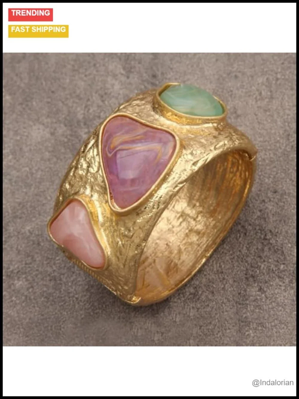 Chunky Gold Cuff Bracelet for Women Statement Open Bangle Adjustable